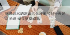 明星基金经理加仓长沙财富证券超跌成长股 做多意愿增强